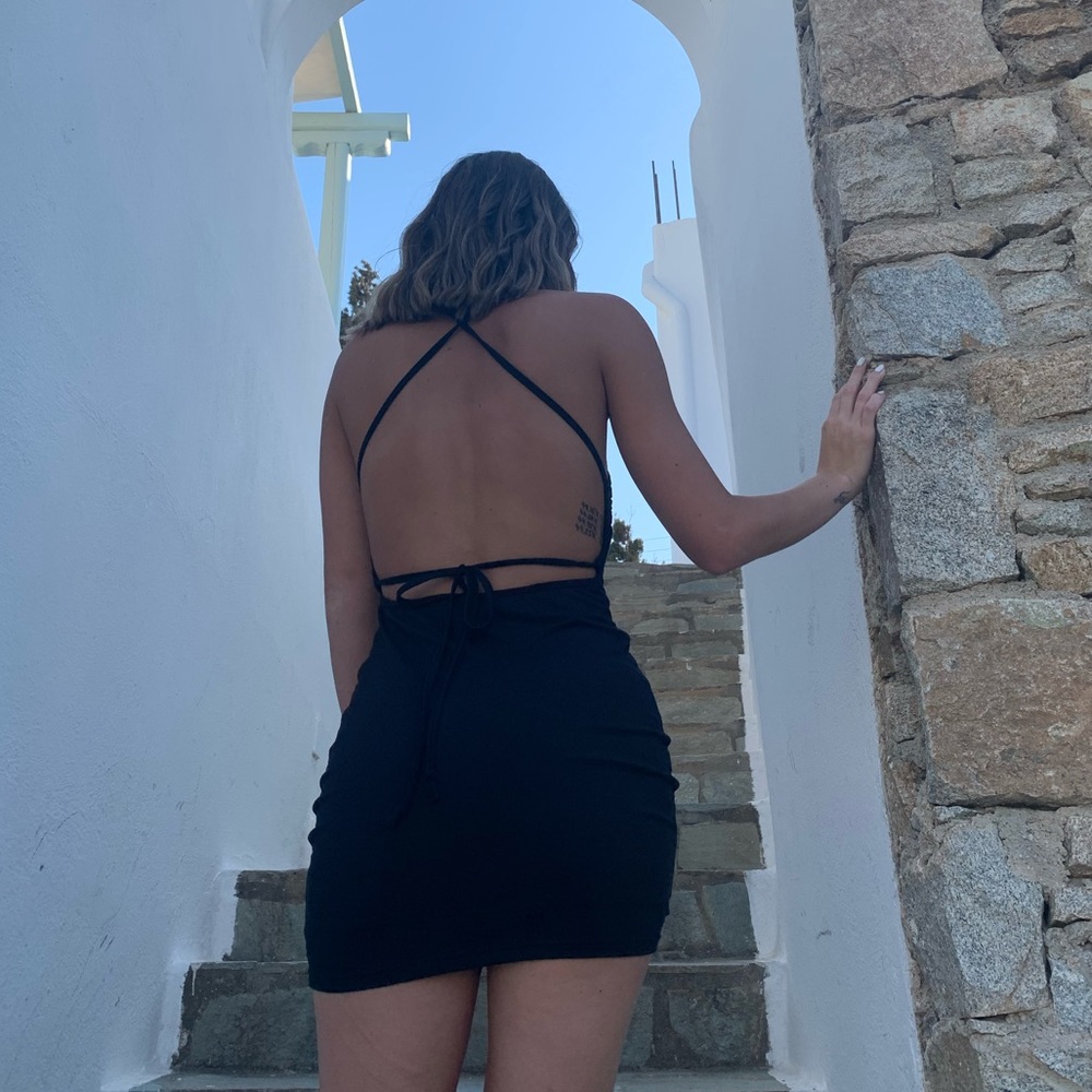 Black strappy mini dress